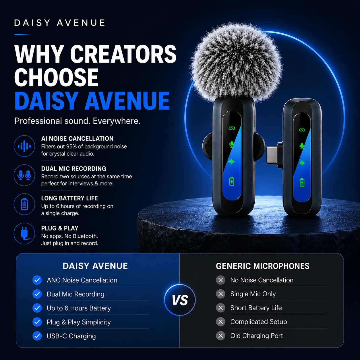 Professional Wireless Lavalier Microphone